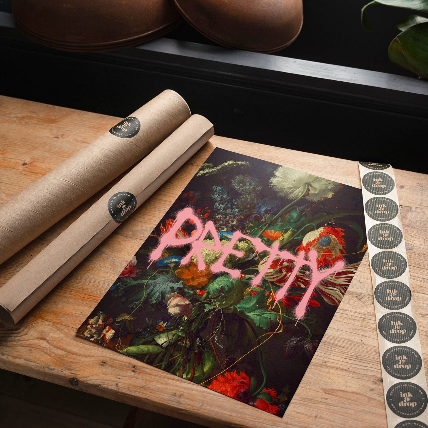 Pretty Flowers Vase Graffiti Painting Print: Matte / 8 ¼ x 11 ¾ in | 21x30 cm