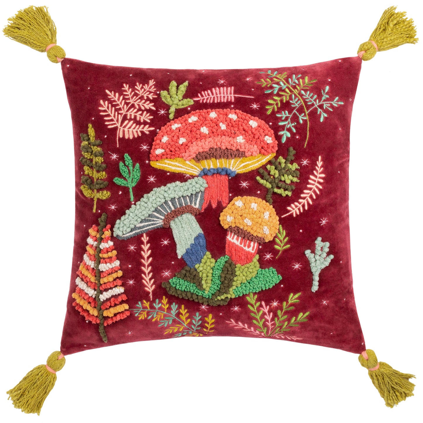 Magic Mushrooms Cushion Ruby Red: Ruby Red / Feather Rich Filled / 45 x 45cm