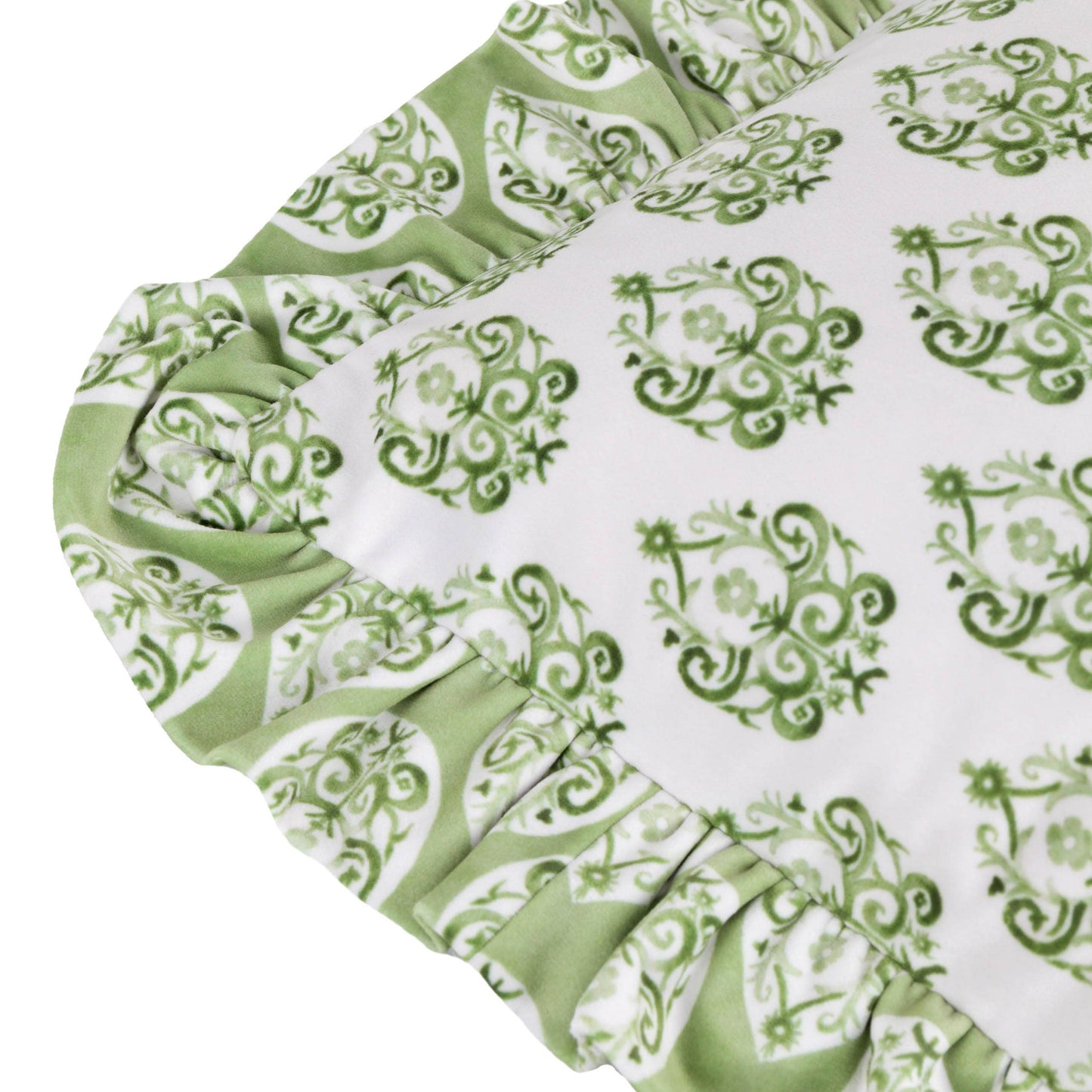 Krissa Block Printed Velvet Cushion Green: Green / Feather Rich Filled / 40 x 60cm