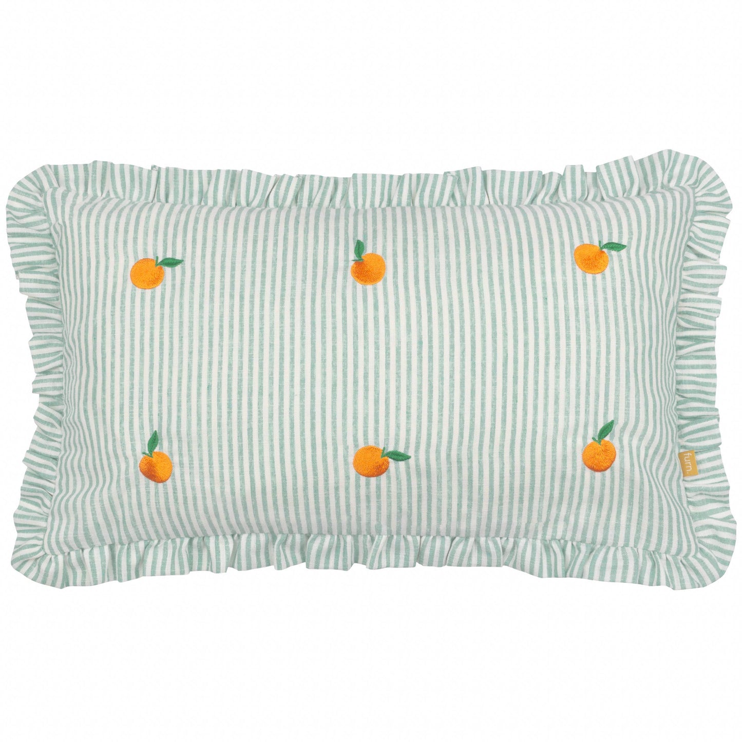 Les Fruites Embroidered Ruffle Cushion Orange: Orange / Feather Rich Filled / 30 x 50cm