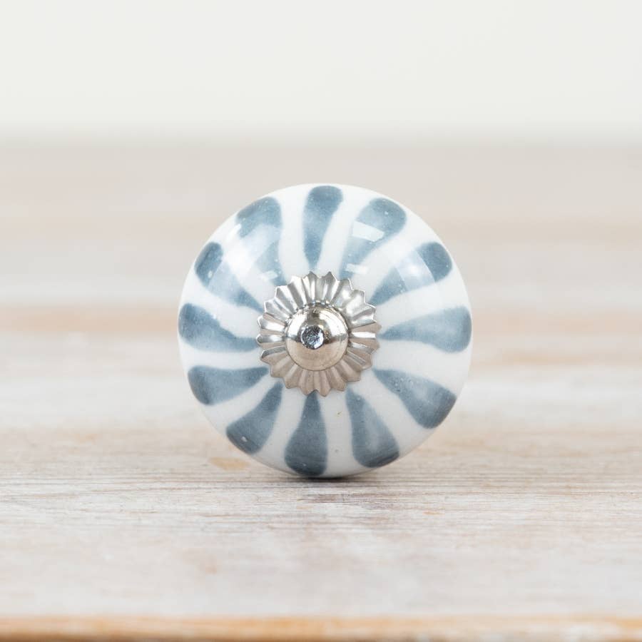 Ceramic Door Knob Silver Finish, 4cm x 7cm