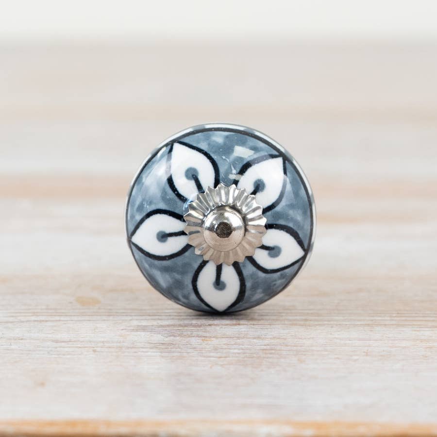 Blue Design Door knob, 4cm x 7cm