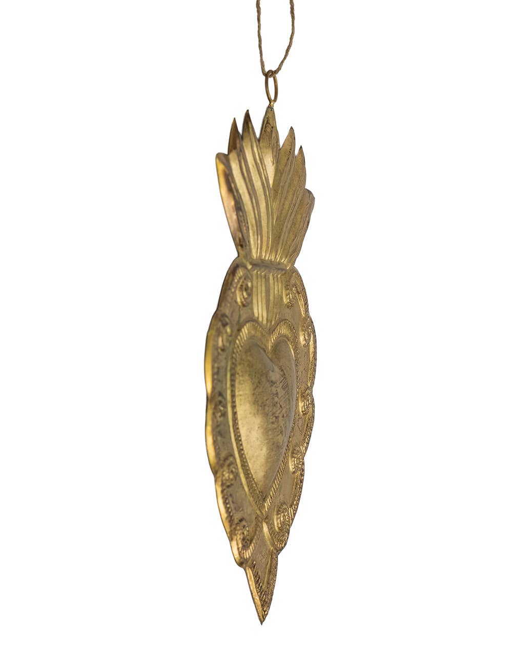 Hand Crafted Gold Metal Hanging Heart Ornament (To Be Bought