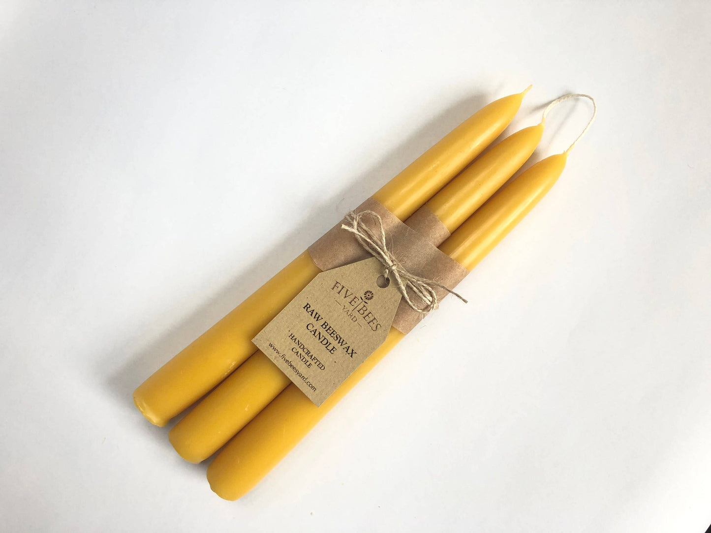 3 Large Taper Beeswax Candles | Handmade Gift | Dinner Set