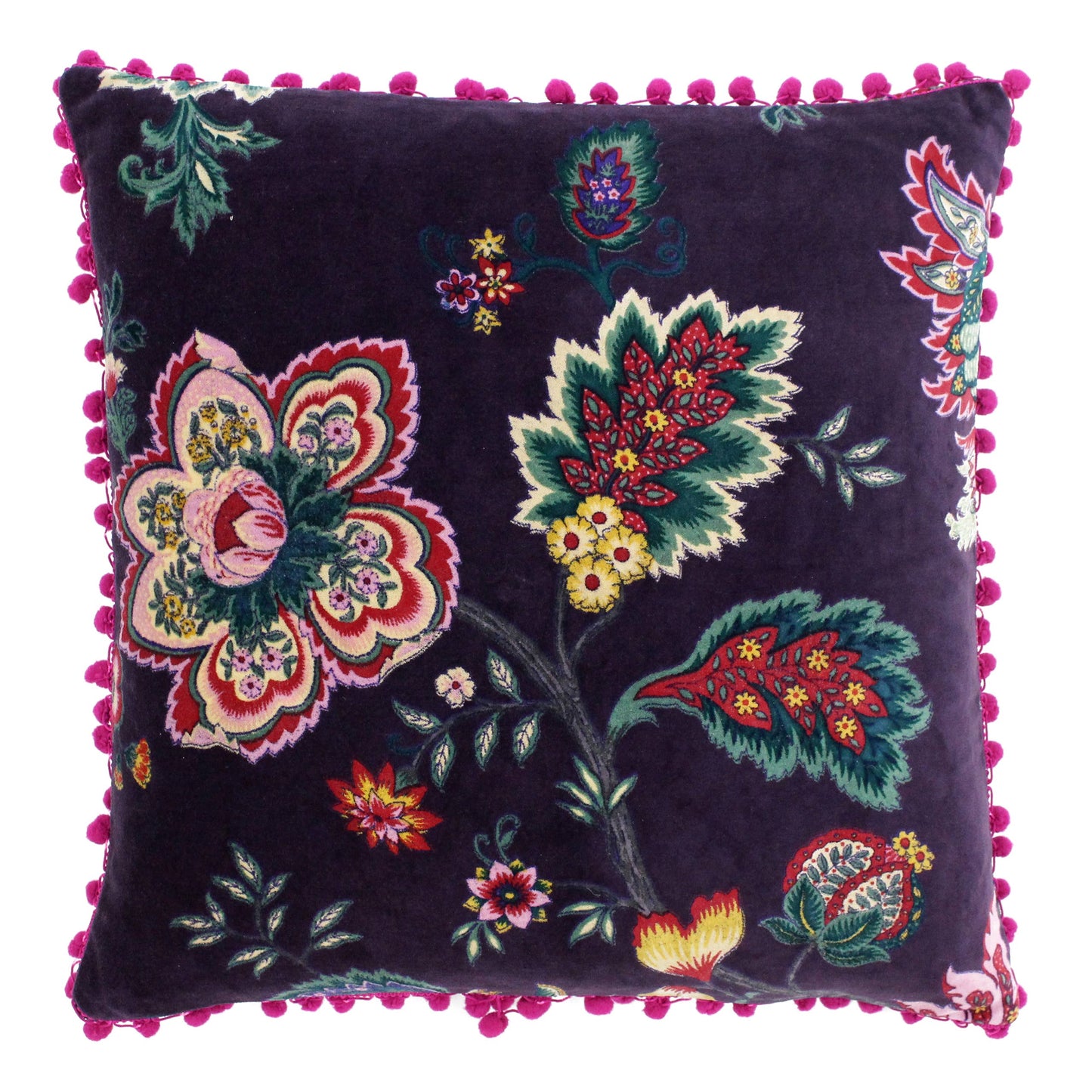 Palampur Velvet Cushion Damson: Damson / Feather Rich Filled / 50 x 50cm