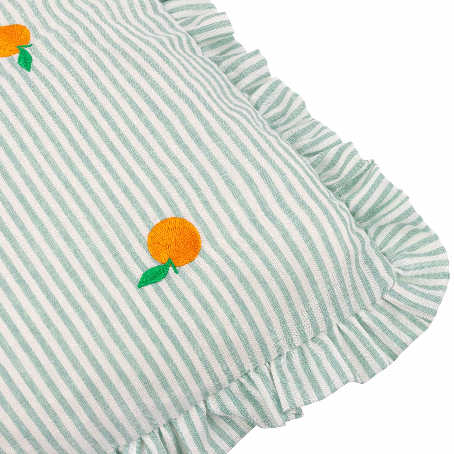 Les Fruites Embroidered Ruffle Cushion Orange: Orange / Feather Rich Filled / 30 x 50cm