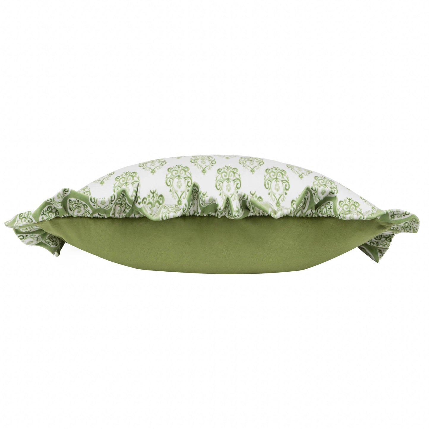 Krissa Block Printed Velvet Cushion Green: Green / Feather Rich Filled / 40 x 60cm