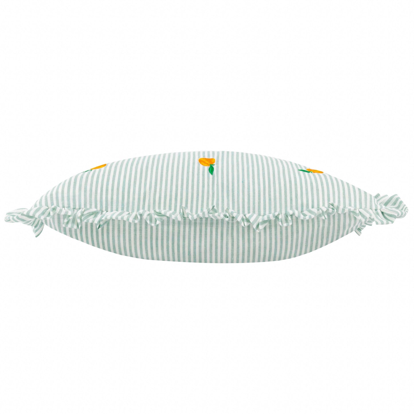 Les Fruites Embroidered Ruffle Cushion Orange: Orange / Feather Rich Filled / 30 x 50cm