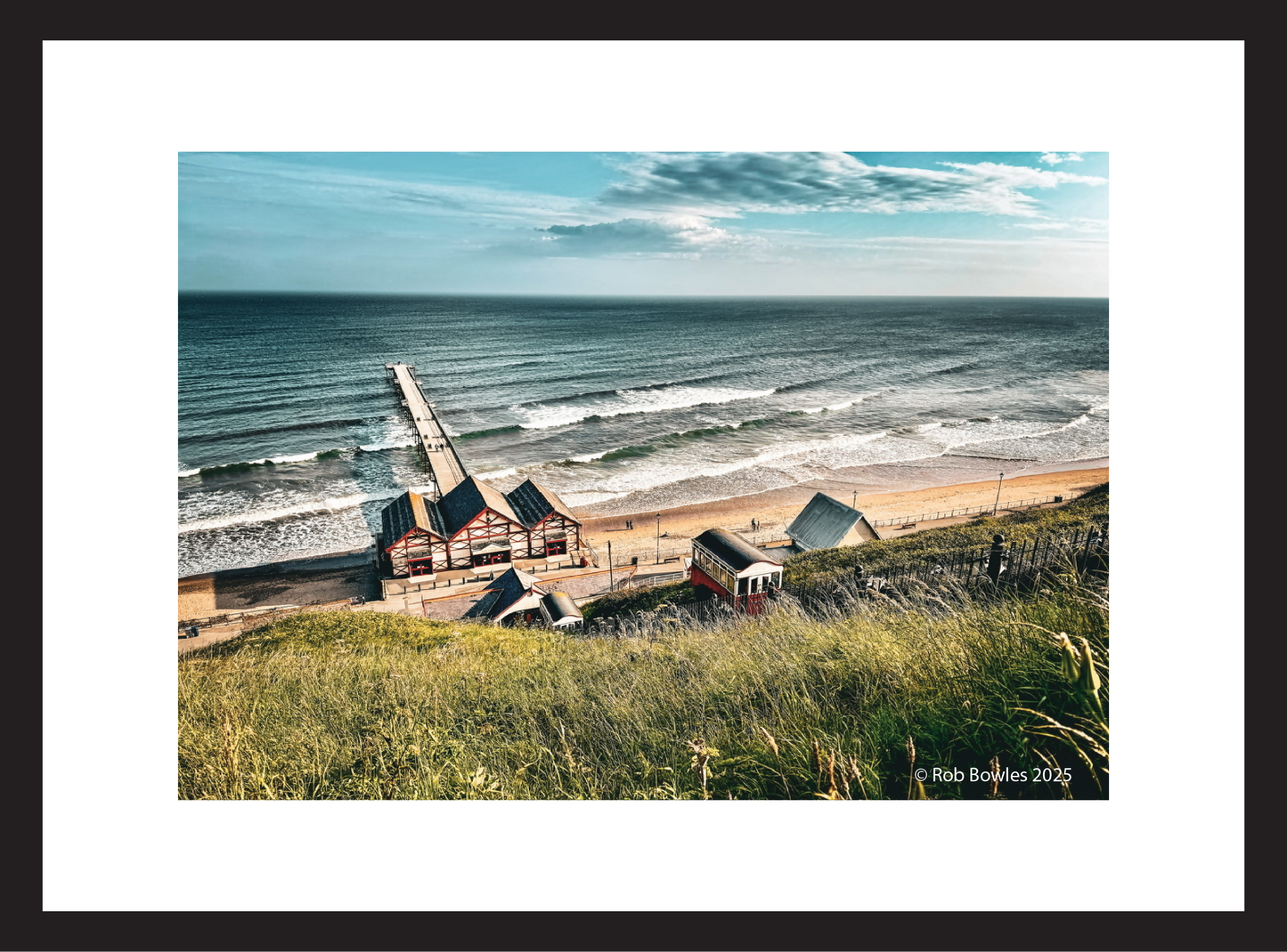 Saltburn pier and cliff lift print