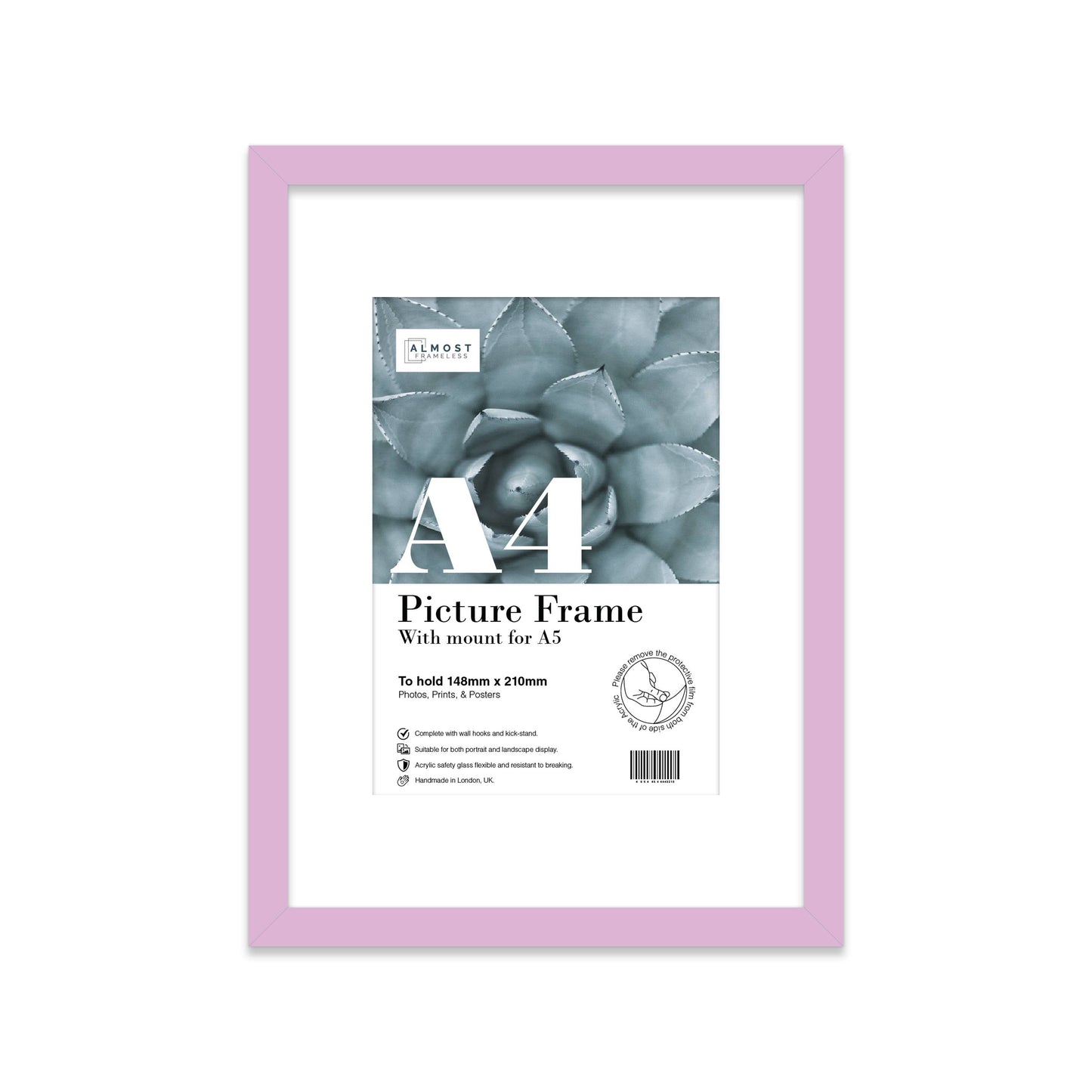 Lilac A4 Picture Frame With mount for A5