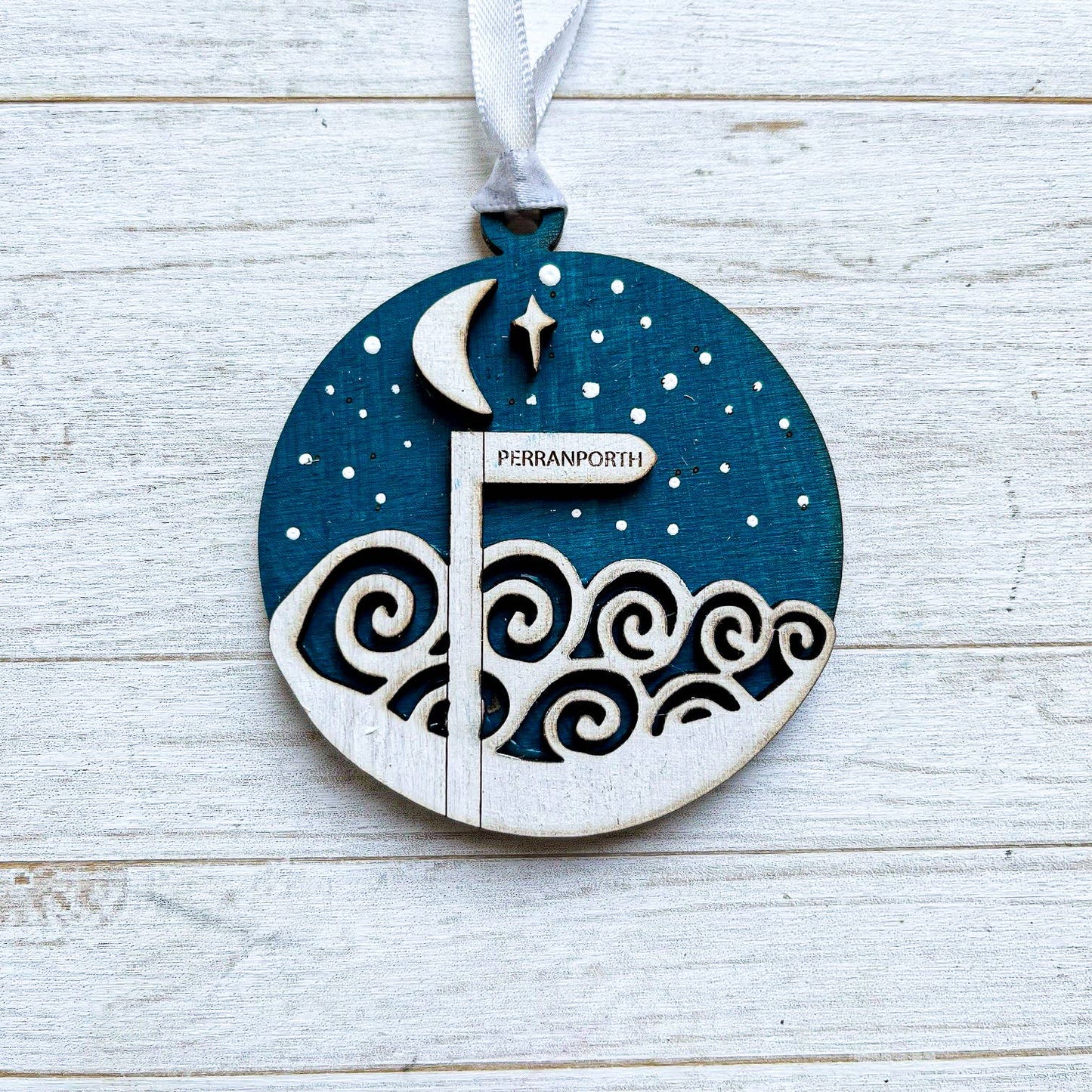 Coastal Location Signpost Night Sky Christmas Decoration