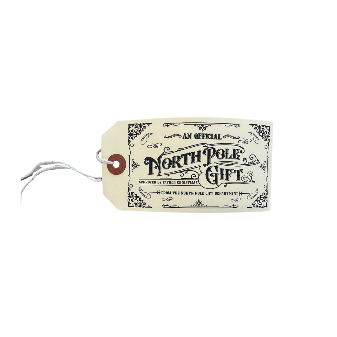 An official North Pole gift letterpress gift tags pack of 5: Beige