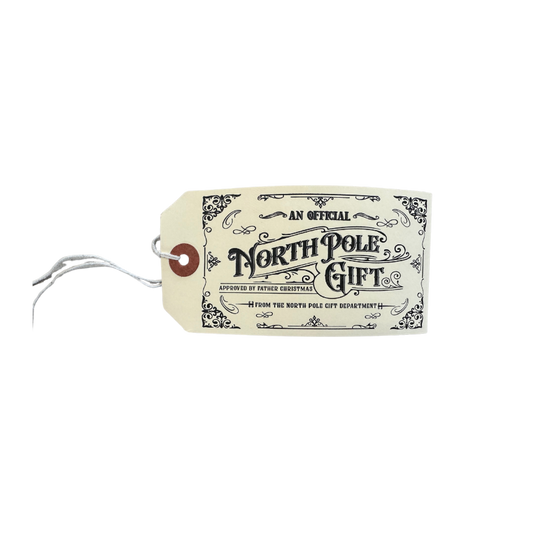 An official North Pole gift letterpress gift tags pack of 5: Beige