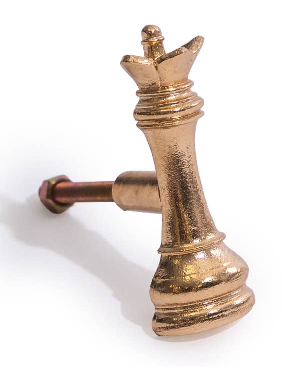 Gold Queen Chess Piece Drawer Knob