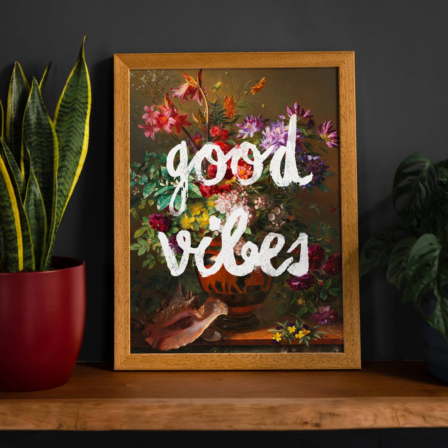 Good Vibes Floral Painting Altered Art Print: Gloss / 8 ¼ x 11 ¾ in | 21x30 cm