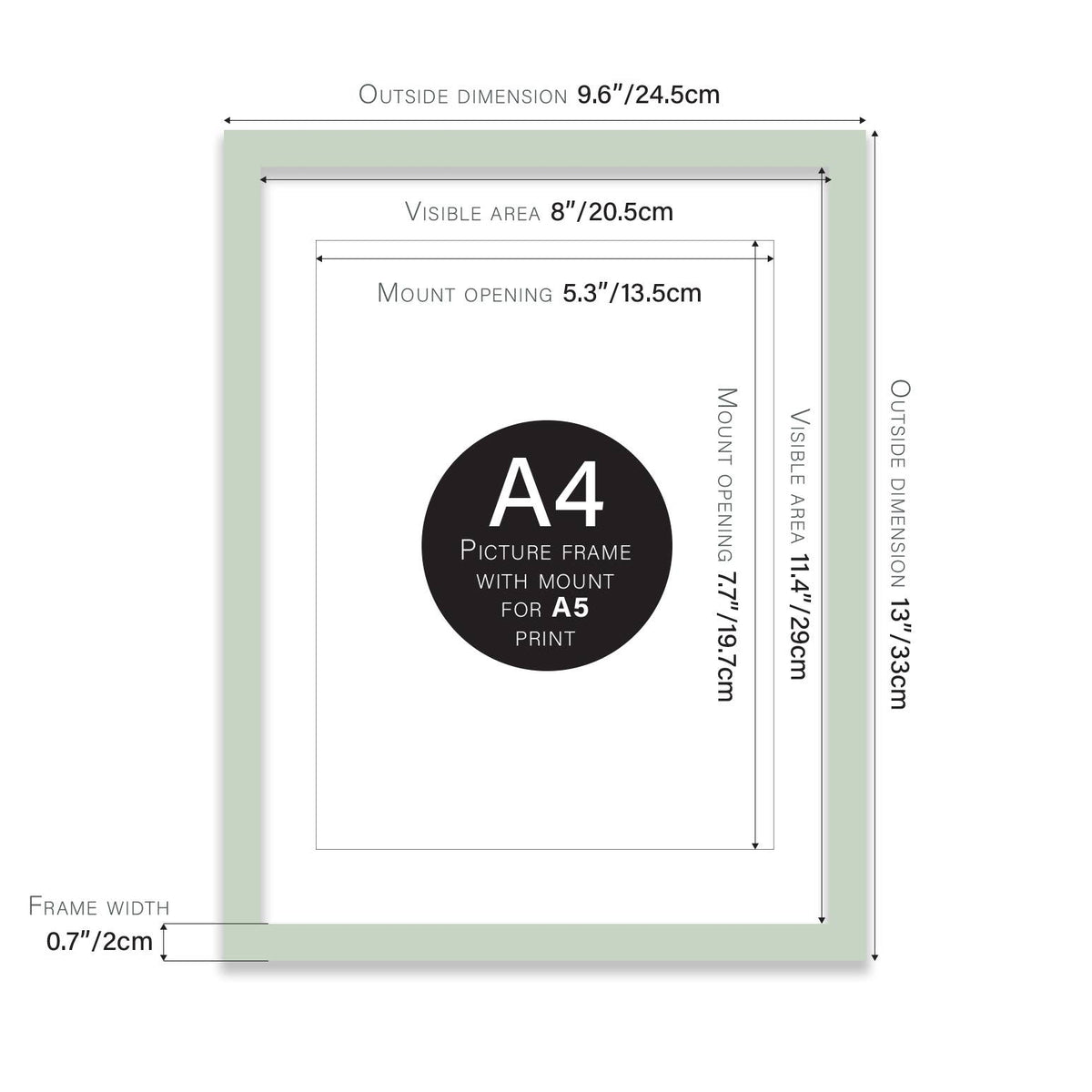 Mint A4 Picture Frame With mount for A5