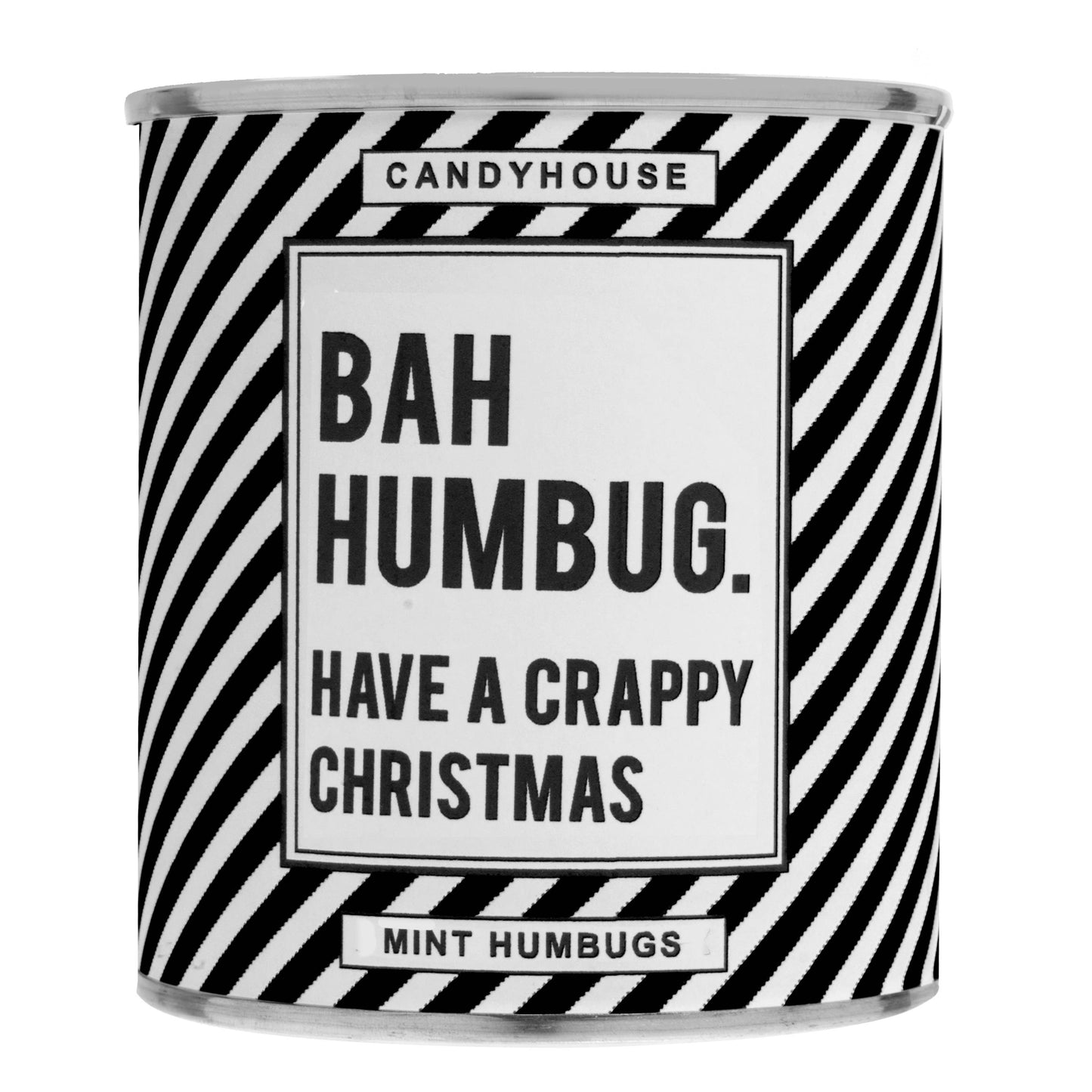 Bah Humbug Wrapped Sweets in a Tin: Black Stripe