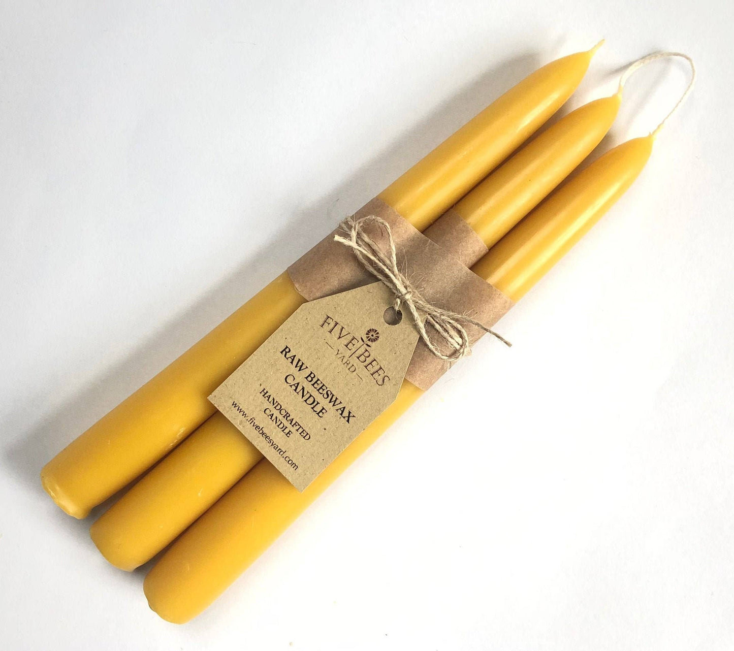 3 Large Taper Beeswax Candles | Handmade Gift | Dinner Set