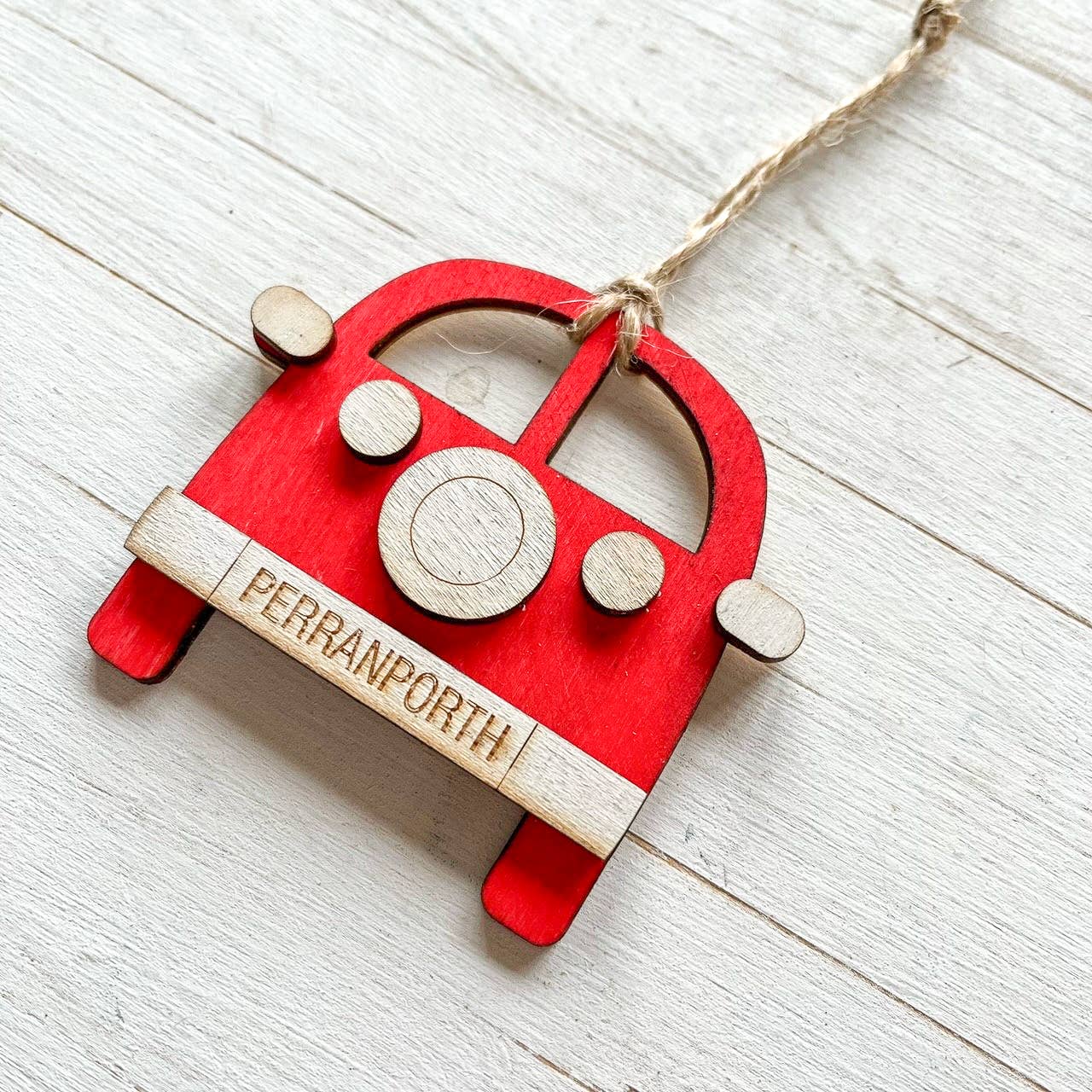 Red Campervan Location Custom Hanging Decoration