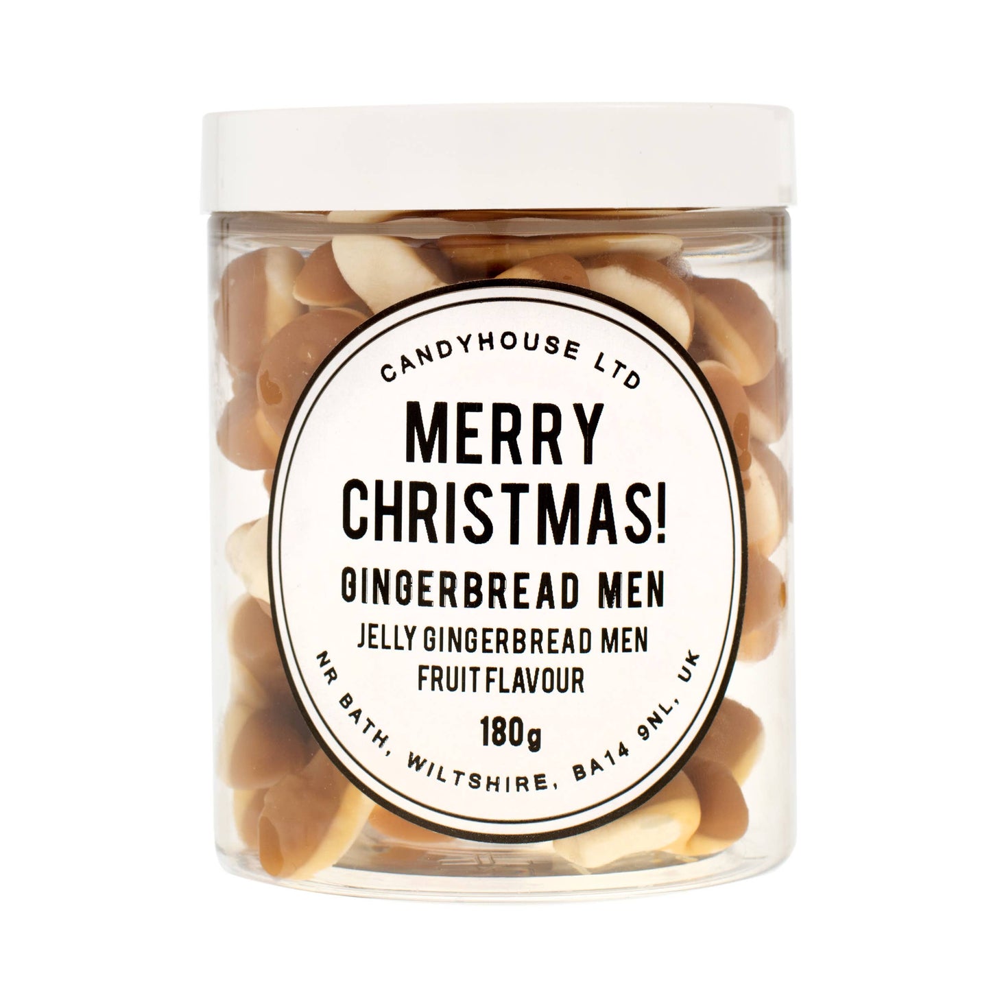 Jelly Gingerbread Men In Jam Jar: Black Lid