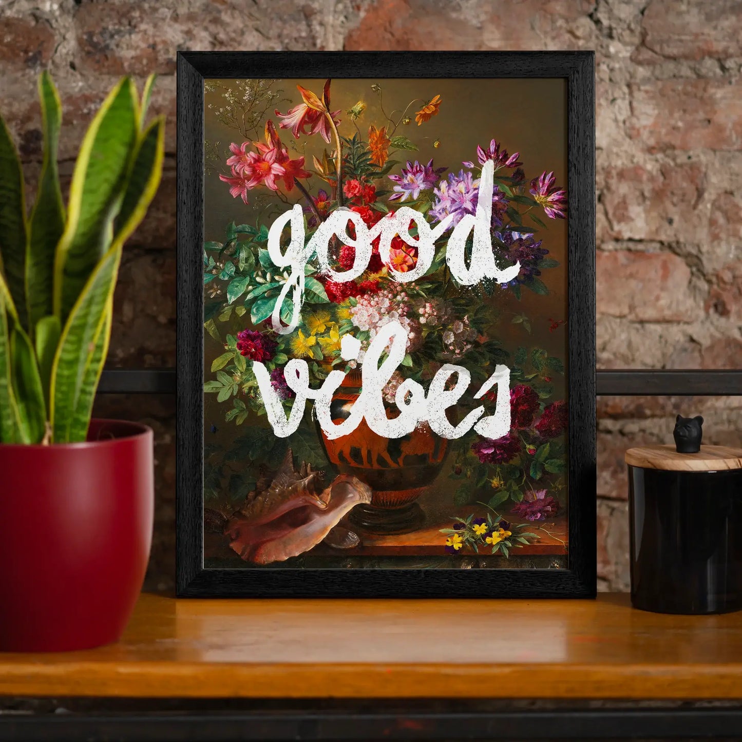 Good Vibes Floral Painting Altered Art Print: Gloss / 8 ¼ x 11 ¾ in | 21x30 cm