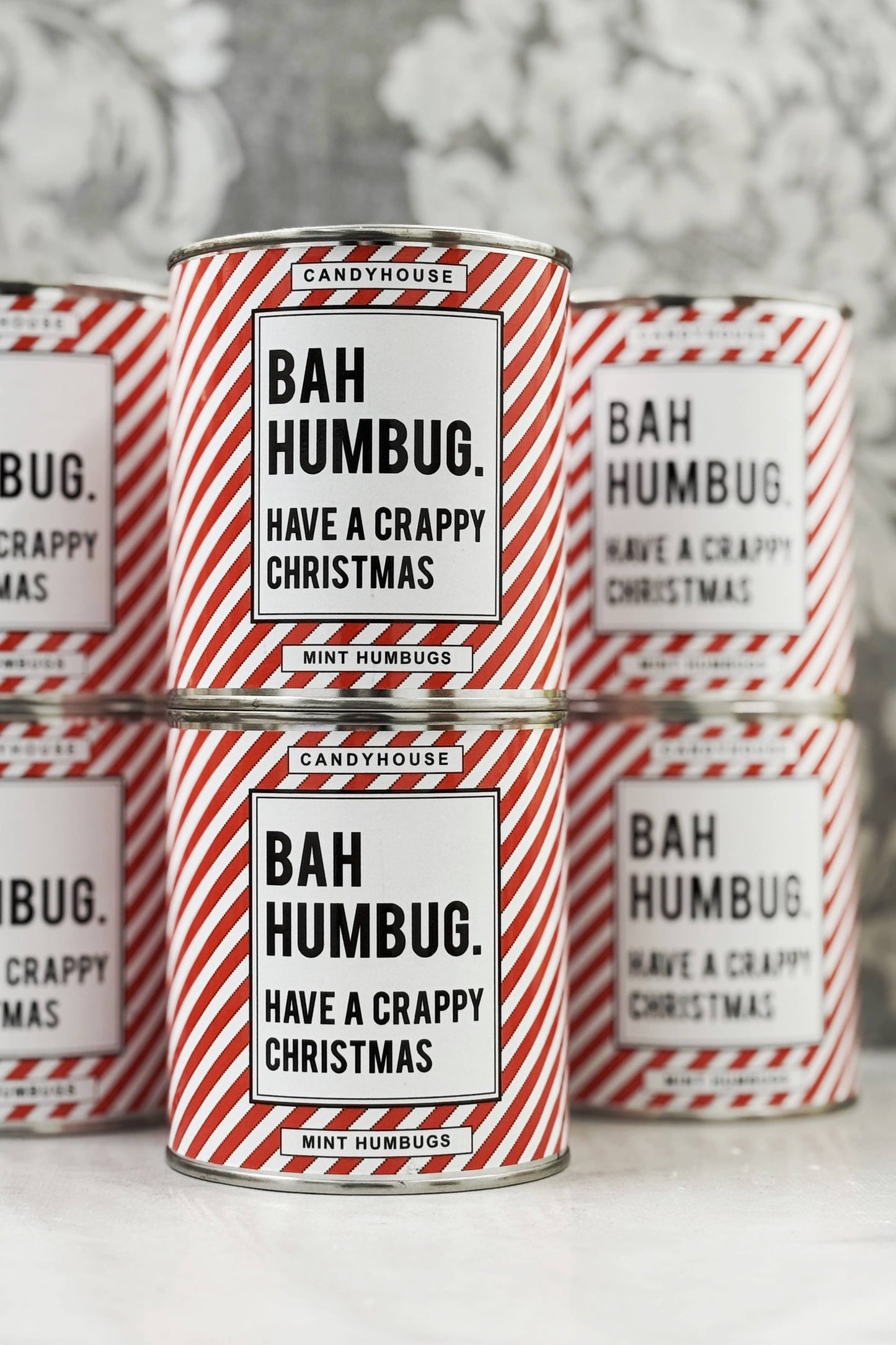 Bah Humbug Wrapped Sweets in a Tin: Black Stripe