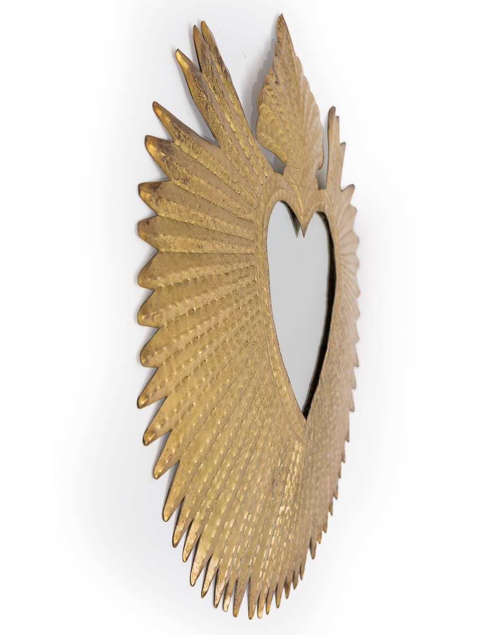 Gold "Heart Rays" Wall Mirror