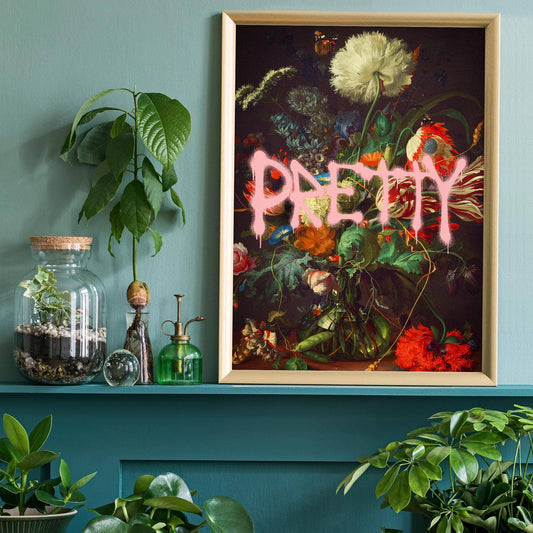 Pretty Flowers Vase Graffiti Painting Print: Matte / 8 ¼ x 11 ¾ in | 21x30 cm