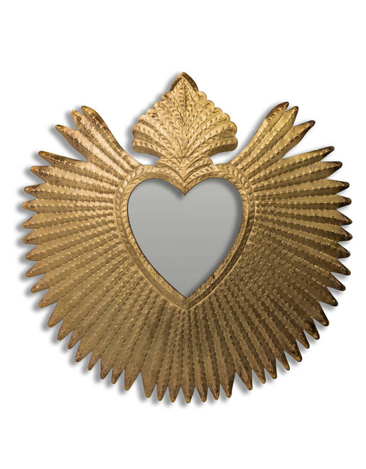 Gold "Heart Rays" Wall Mirror