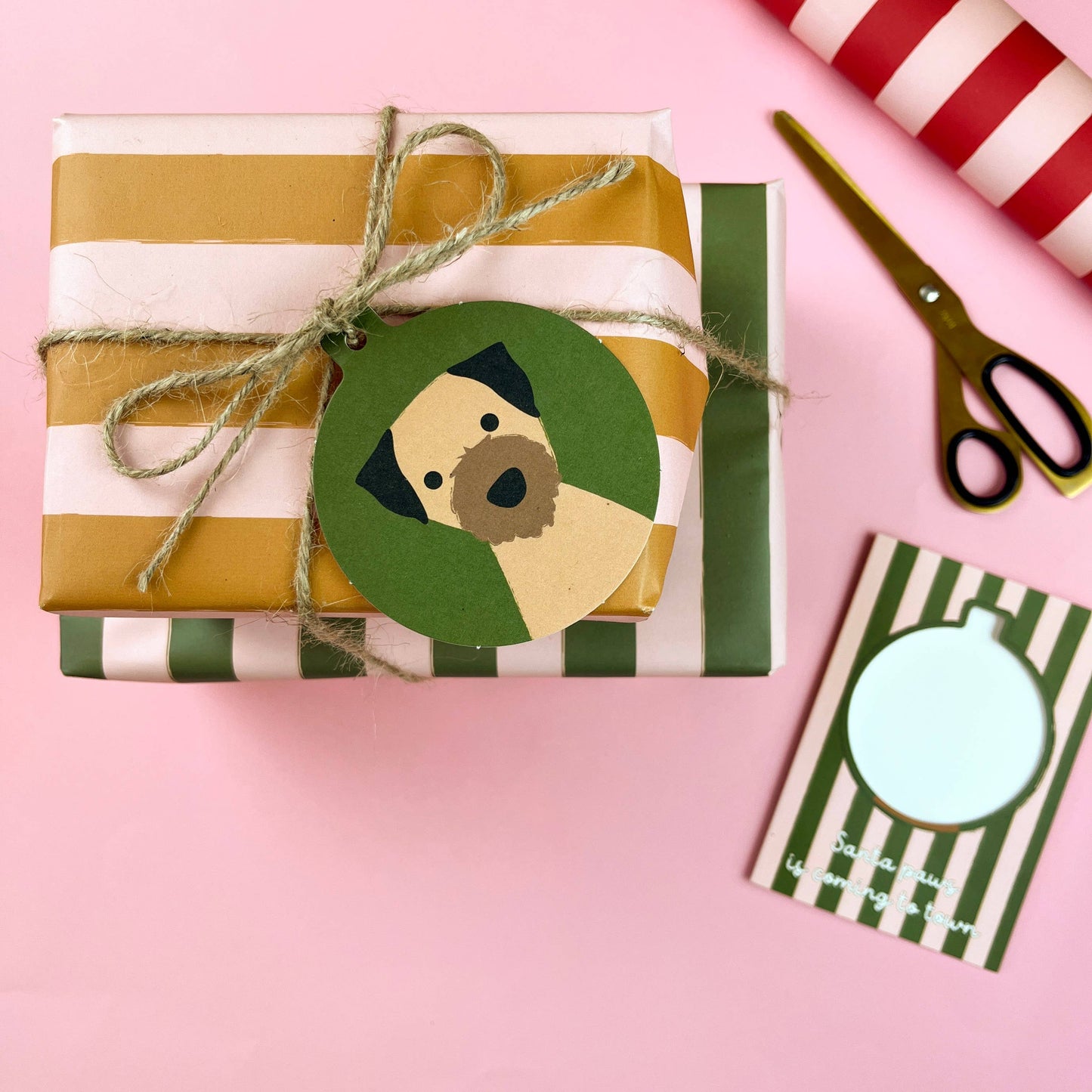 Luxury Striped Wrapping Paper: GREEN/PINK