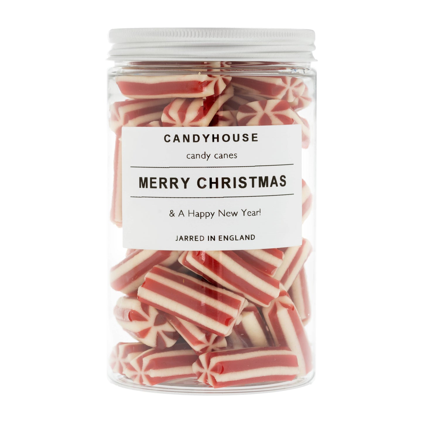 Candy Canes In Tall Jar: Candy Canes Black Lid / Round Label