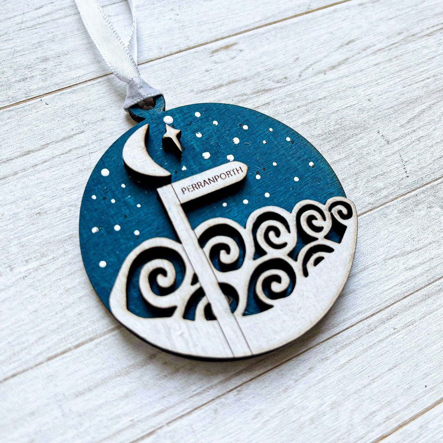 Coastal Location Signpost Night Sky Christmas Decoration