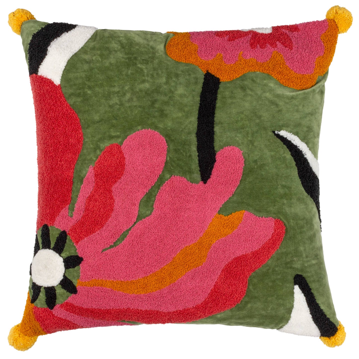 Poppy Cushion Khaki/Pink: Khaki/Pink / Feather Rich Filled / 50 x 50cm