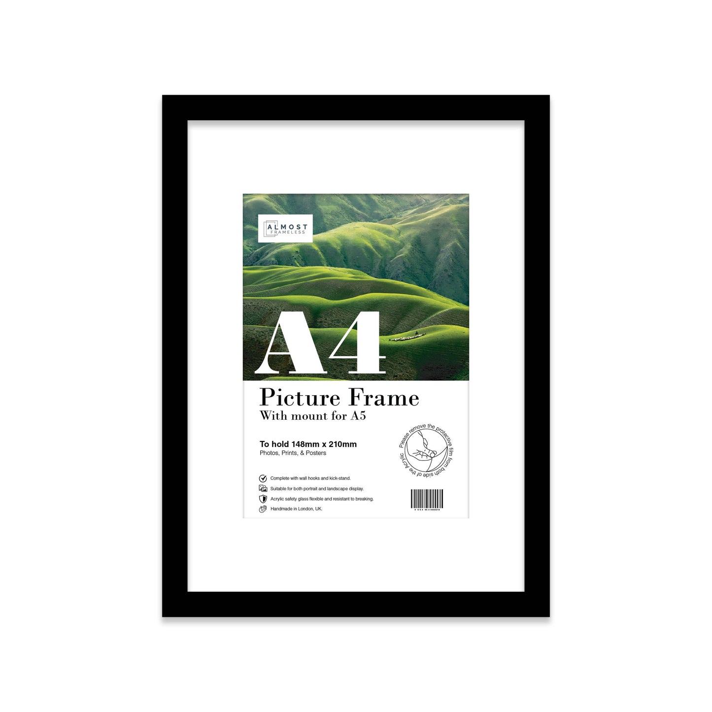 Black A4 Picture Frame With mount for A5