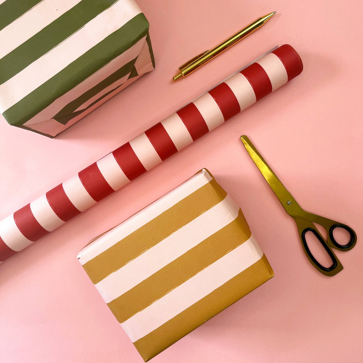 Luxury Striped Wrapping Paper: GREEN/PINK