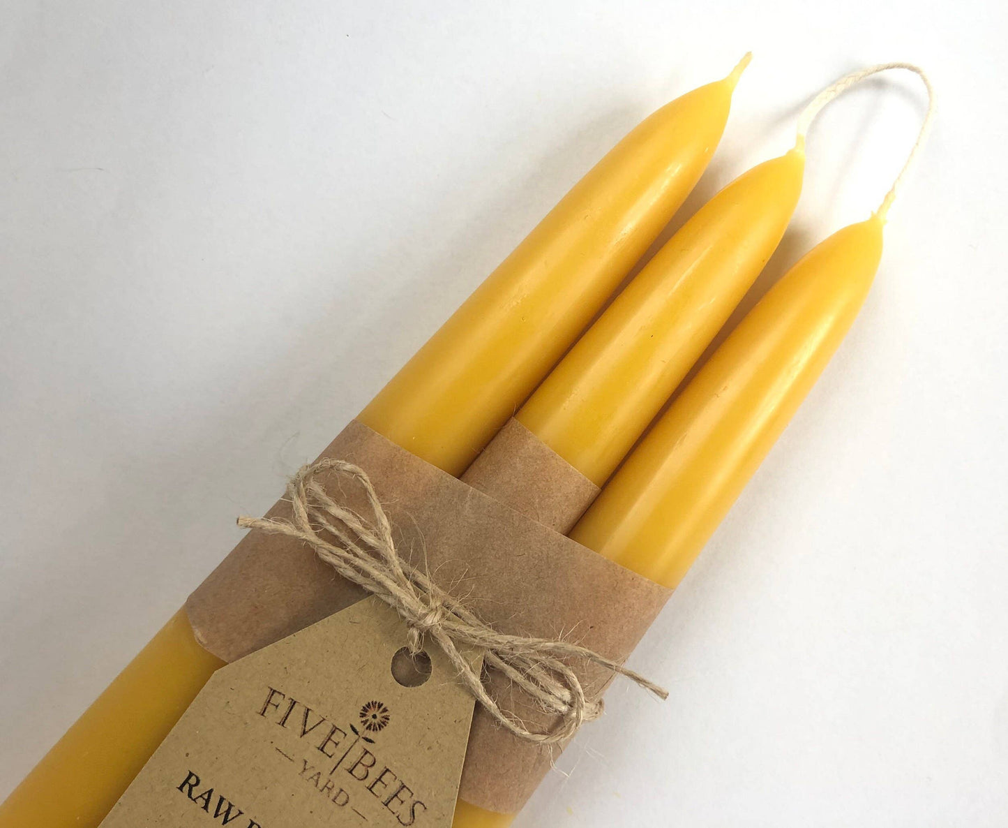 3 Large Taper Beeswax Candles | Handmade Gift | Dinner Set