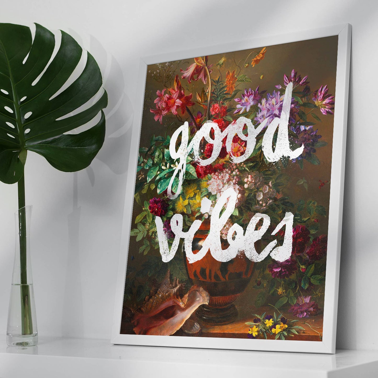Good Vibes Floral Painting Altered Art Print: Gloss / 8 ¼ x 11 ¾ in | 21x30 cm