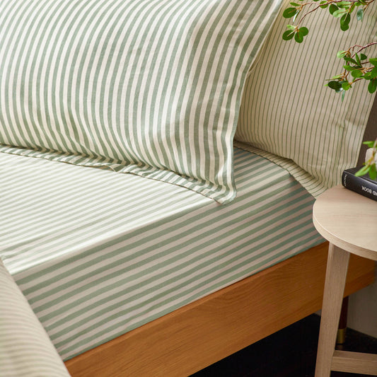 Hebden Striped Fitted Sheet Forest: Forest / Single