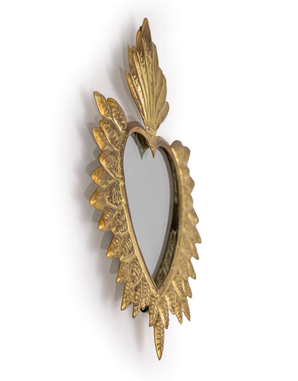 Hand Crafted Gold Metal Sacred Heart Hanging Mirror (To Be B