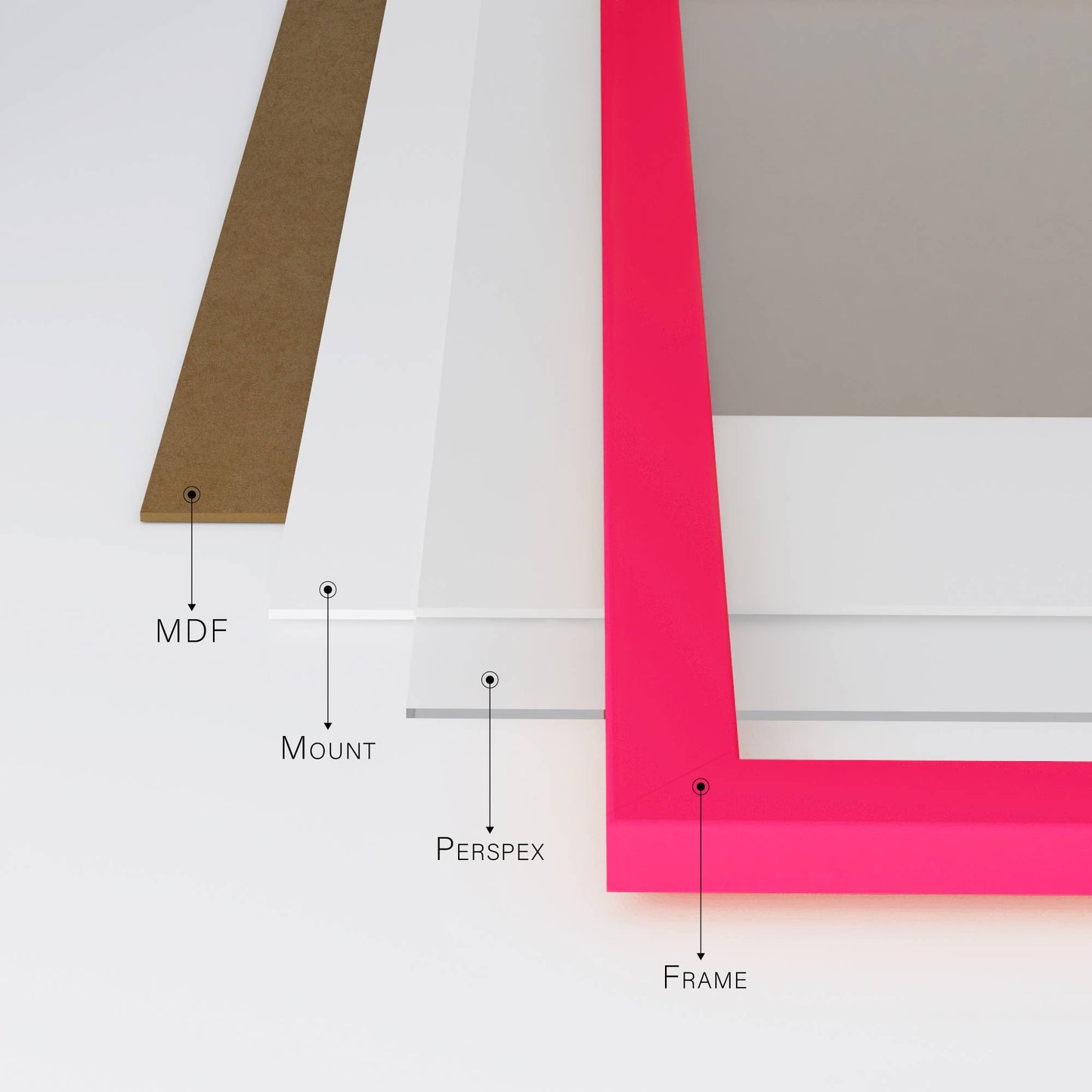 Bright Pink A4 Picture Frame With mount for A5