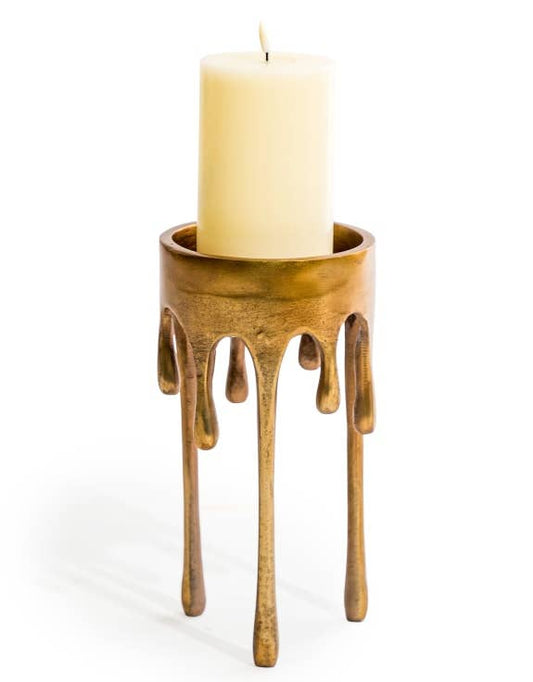 Large Gold "Dali" Drip Candle Holder