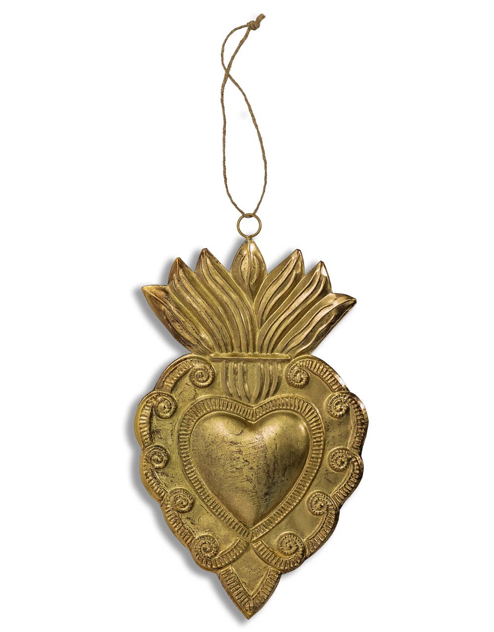 Hand Crafted Gold Metal Hanging Heart Ornament (To Be Bought
