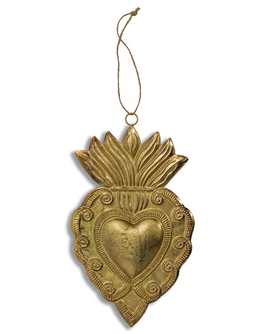 Hand Crafted Gold Metal Hanging Heart Ornament (To Be Bought