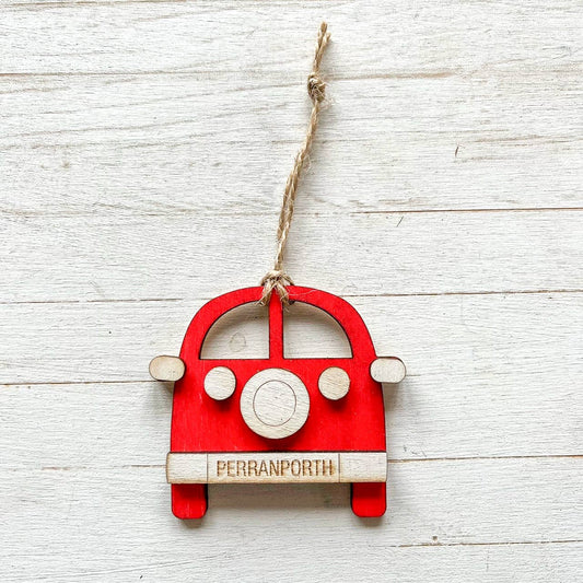 Red Campervan Location Custom Hanging Decoration