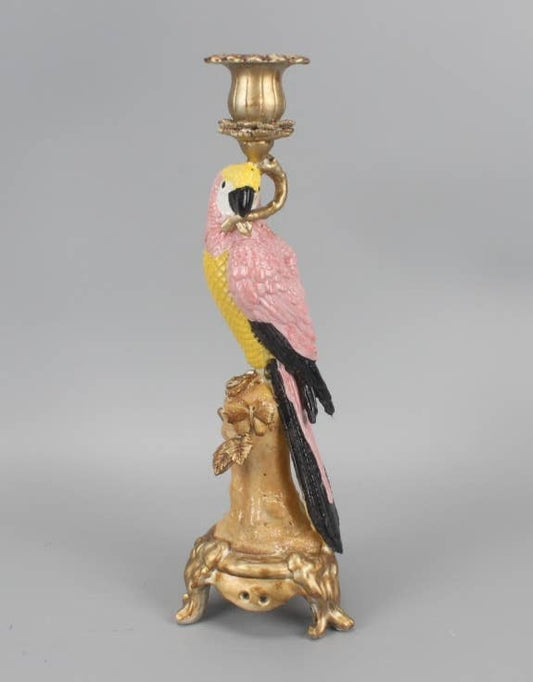 Antiqued Ornate Parrot Candle Holder