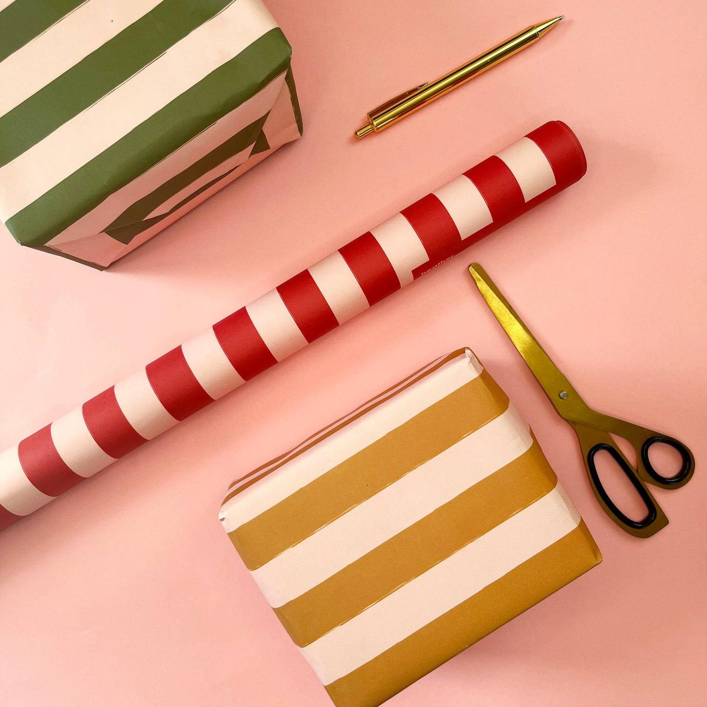 Luxury Striped Wrapping Paper: GOLD/PINK