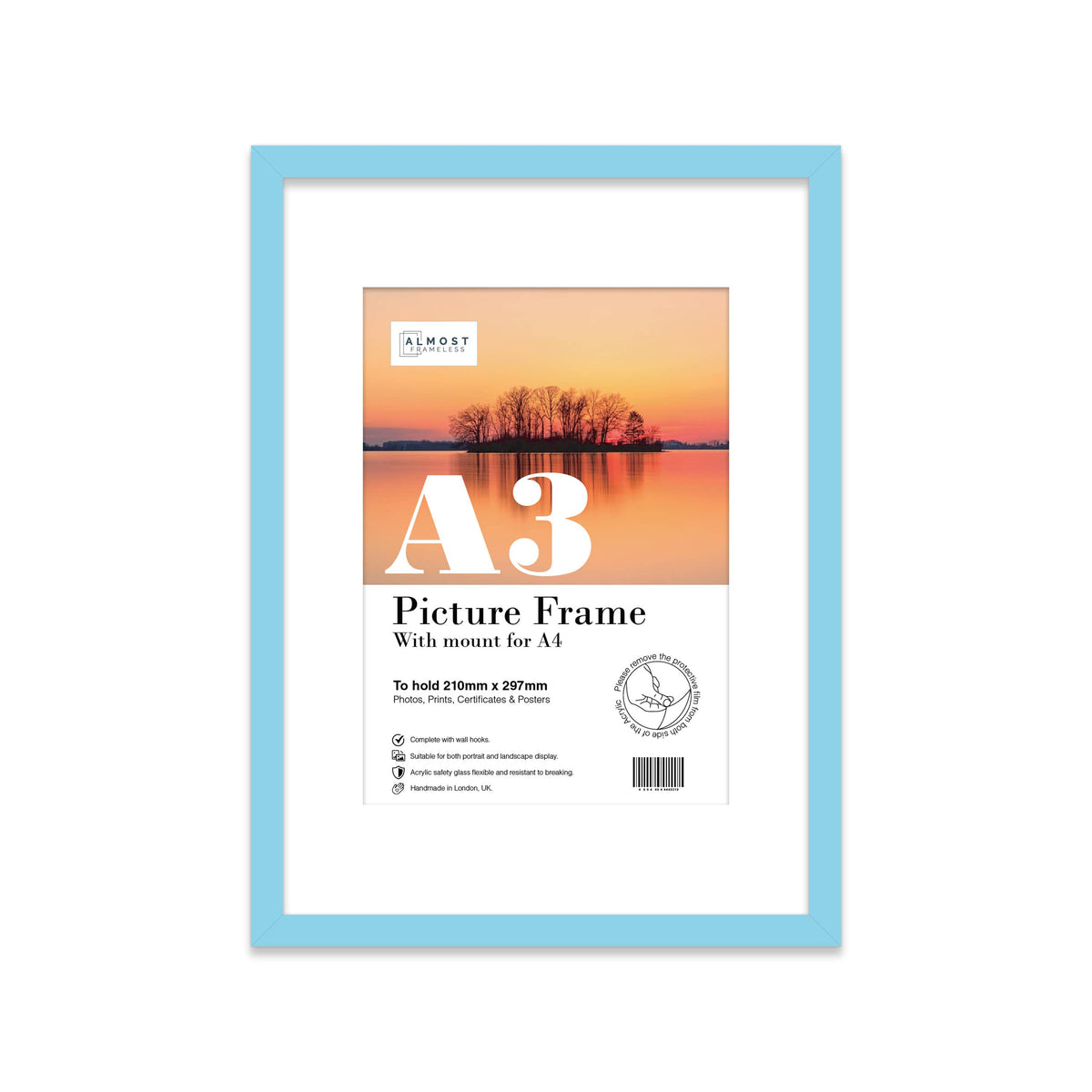 Light blue A3 Picture Frame With mount for A4