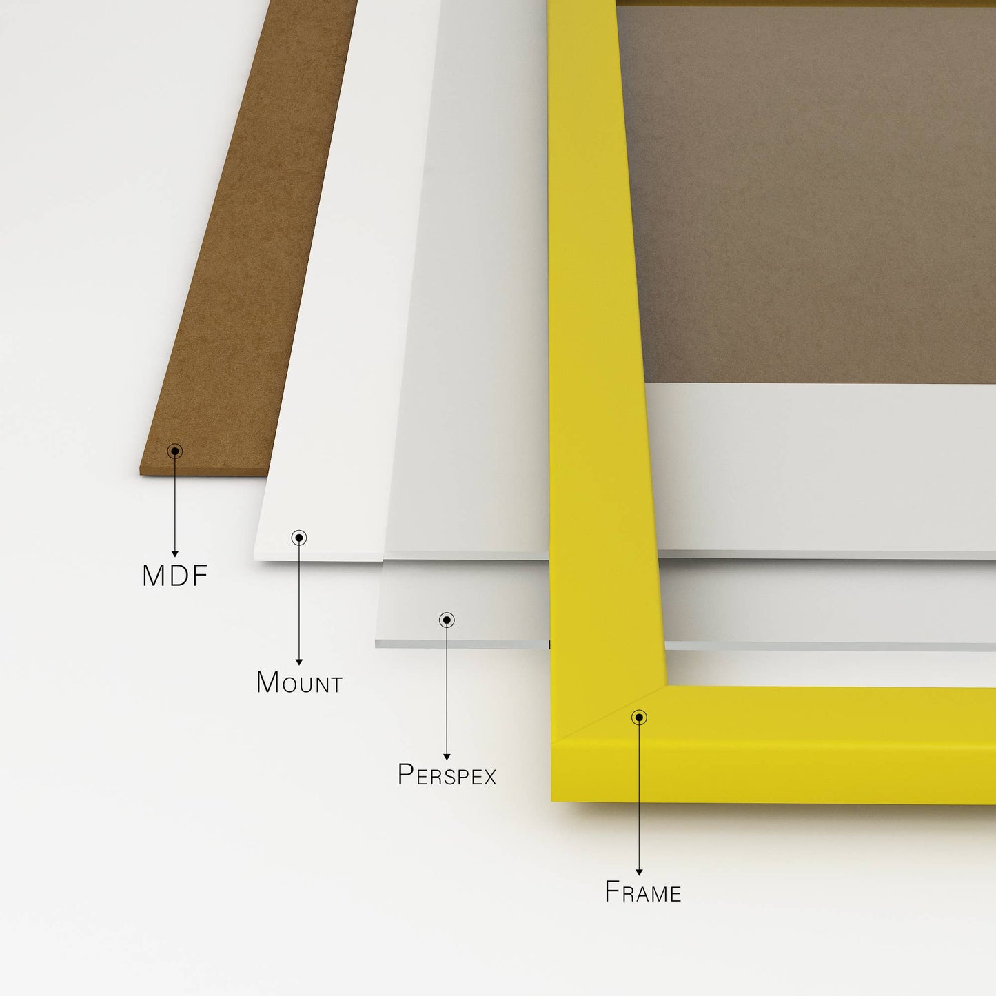Yellow A3 Picture Frame With mount for A4