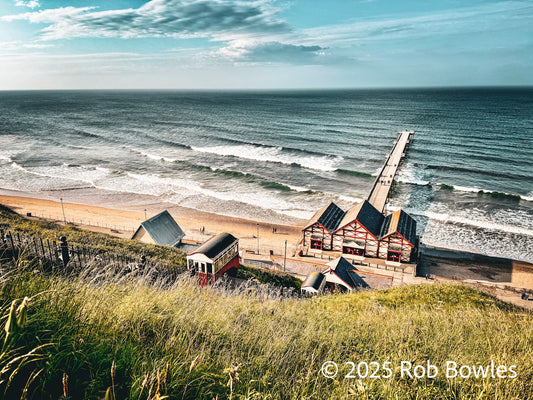 Saltburn pier and cliff lift print