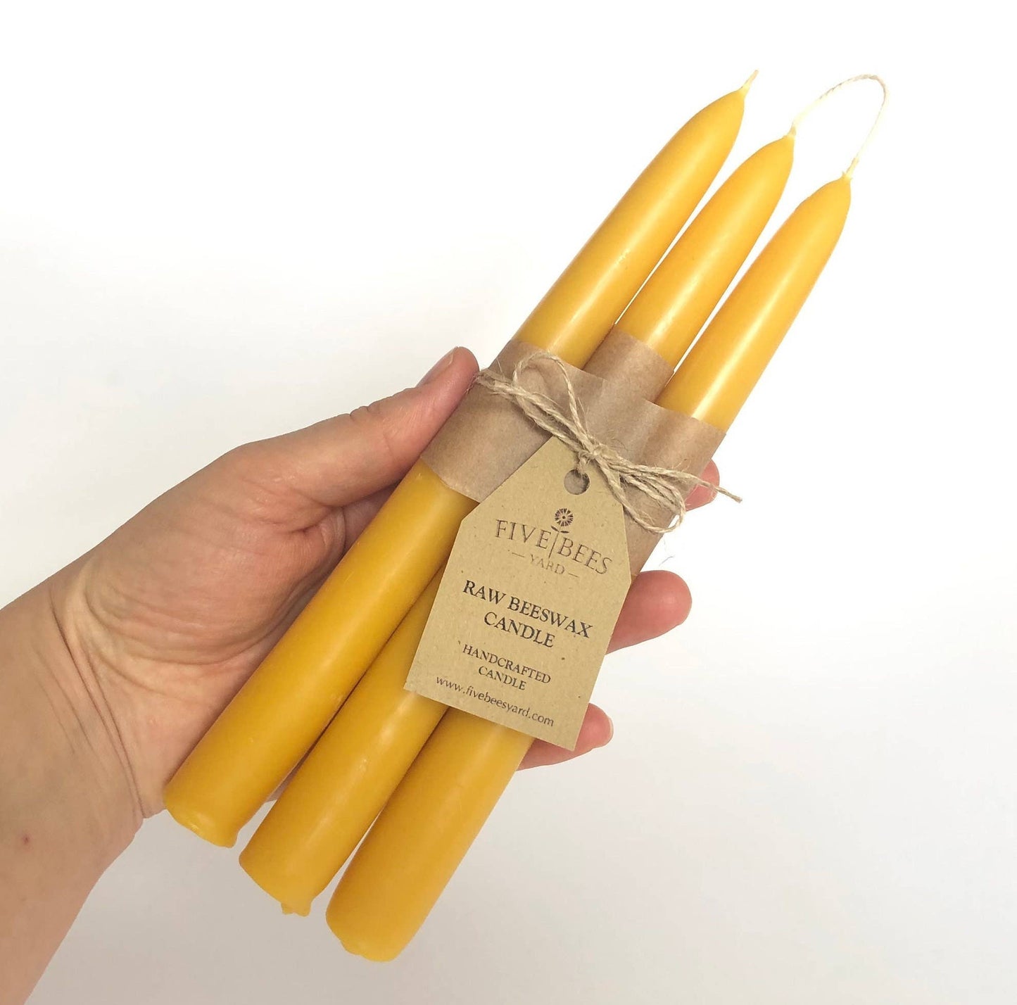 3 Large Taper Beeswax Candles | Handmade Gift | Dinner Set